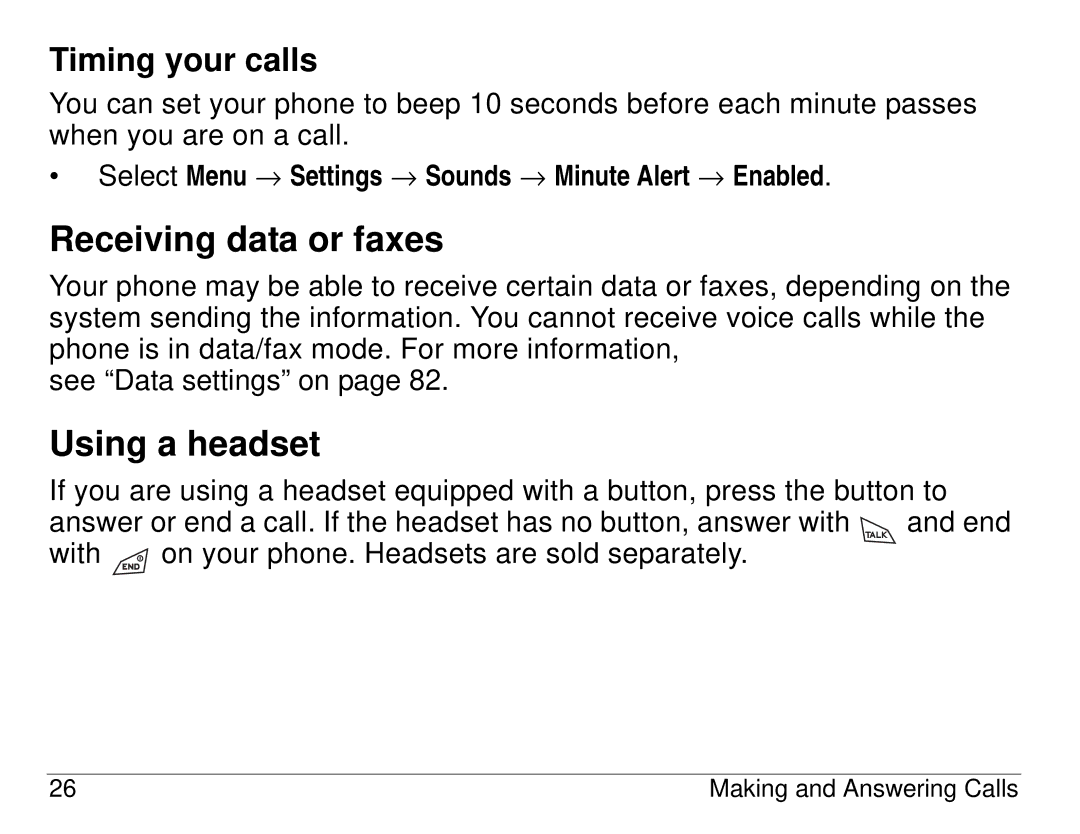 Kyocera 82-K5483-1EN manual Receiving data or faxes, Using a headset, Timing your calls 