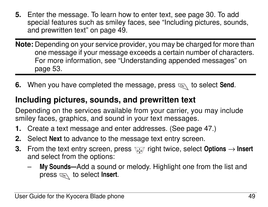 Kyocera 82-K5483-1EN manual Including pictures, sounds, and prewritten text 