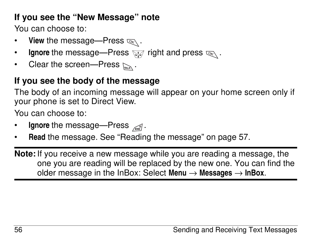 Kyocera 82-K5483-1EN manual If you see the New Message note, If you see the body of the message 