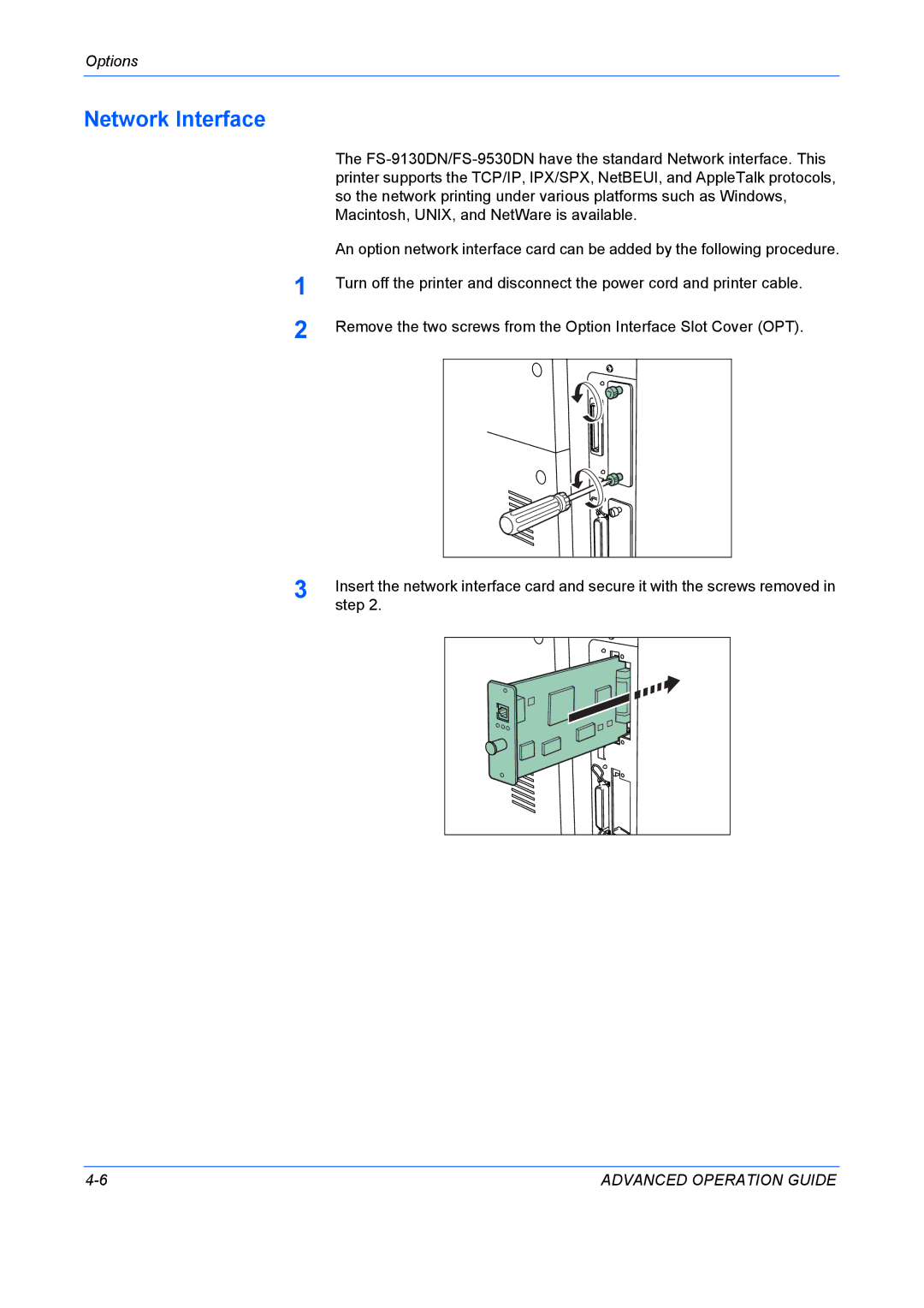 Kyocera 9530DN manual Network Interface 