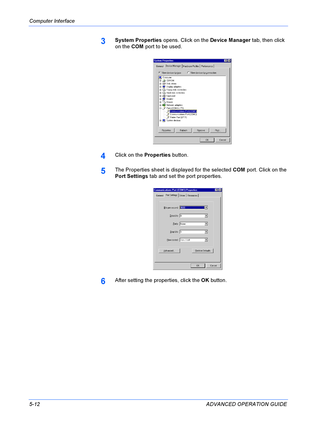 Kyocera 9530DN manual On the COM port to be used 