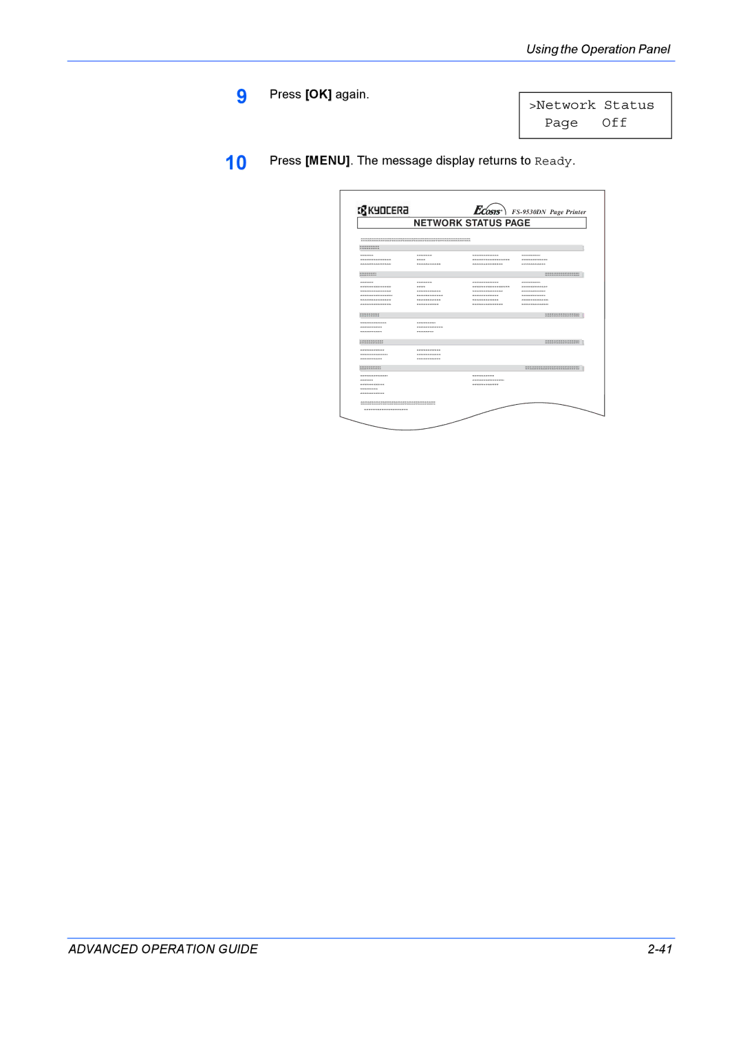 Kyocera 9530DN manual Network Status Off 