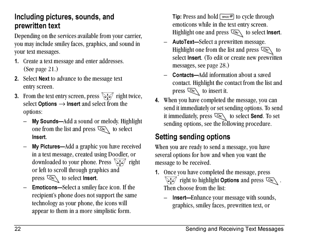 Kyocera Blade manual Including pictures, sounds, and prewritten text, Setting sending options 