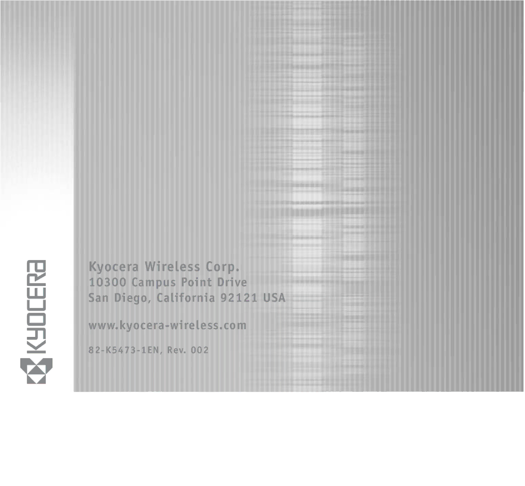 Kyocera Blade manual Kyocera Wireless Corp 