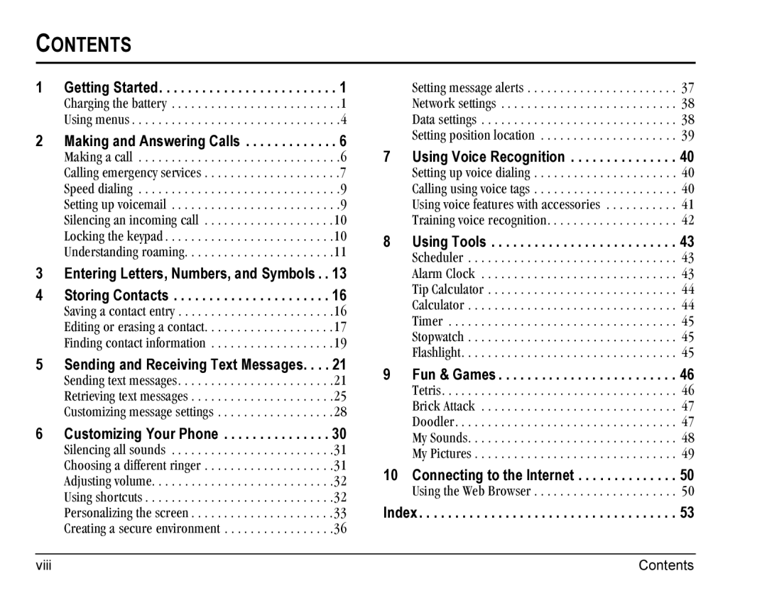 Kyocera Blade manual Contents 