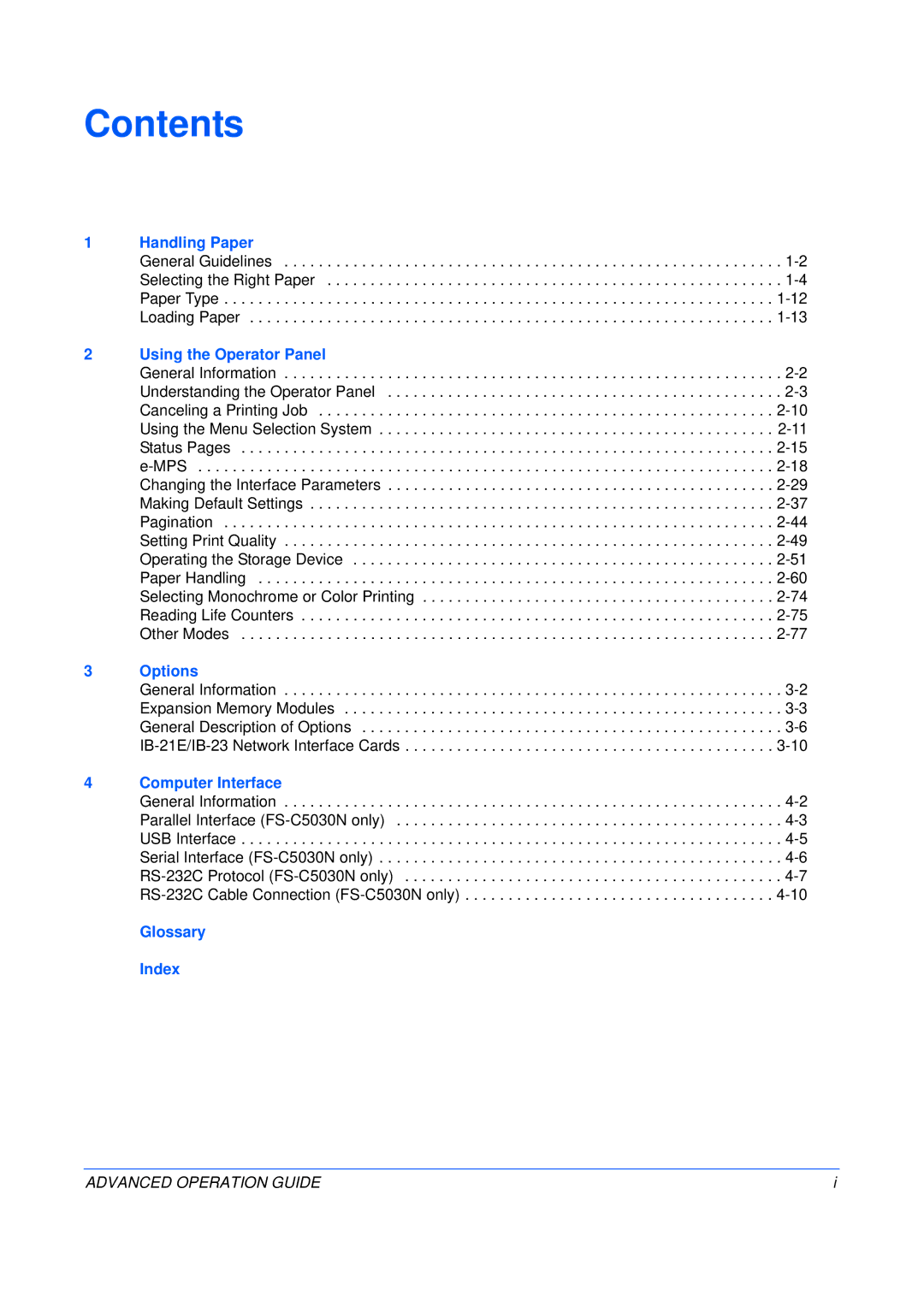 Kyocera C5025N manual Contents 