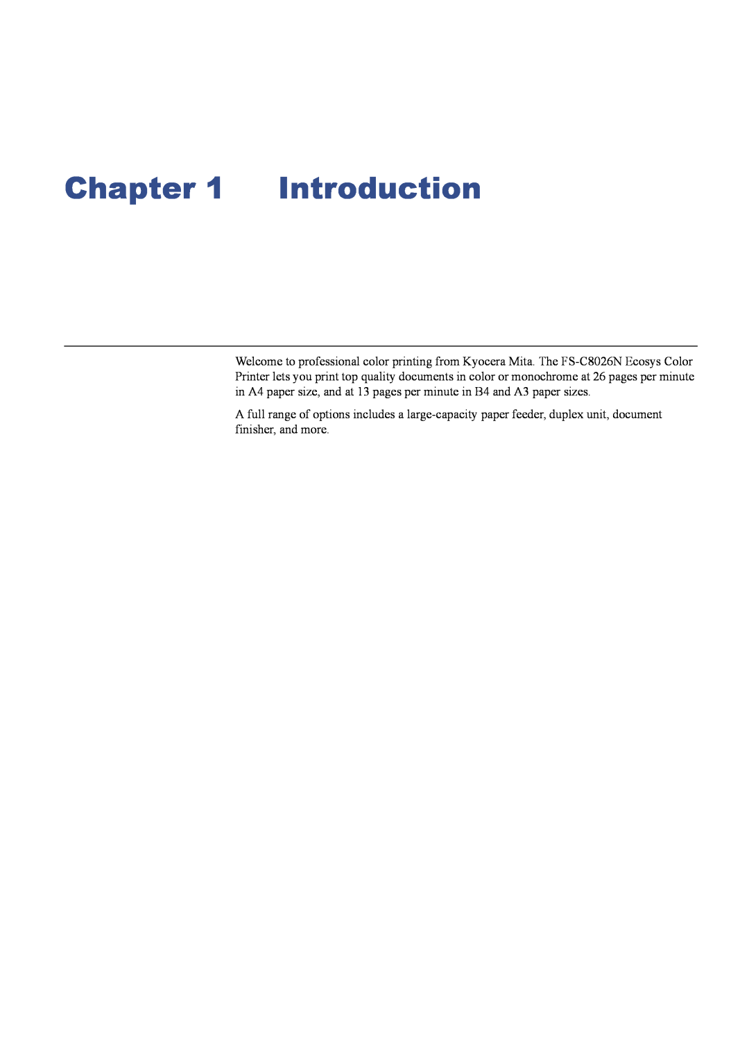Kyocera C8026N manual Introduction 