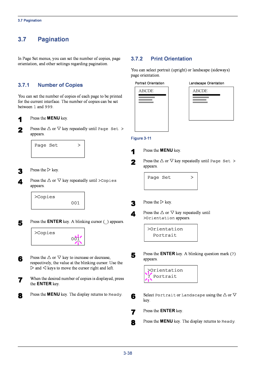 Kyocera C8026N manual Pagination, Number of Copies, Print Orientation 