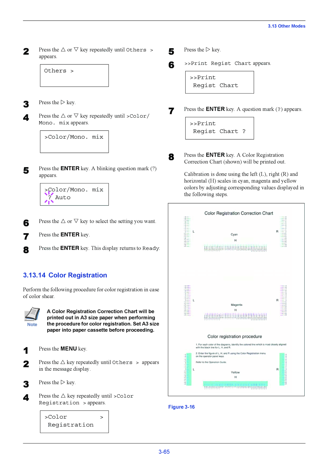 Kyocera C8026N manual Color/Mono. mix, Color Registration, Print Regist Chart ? 