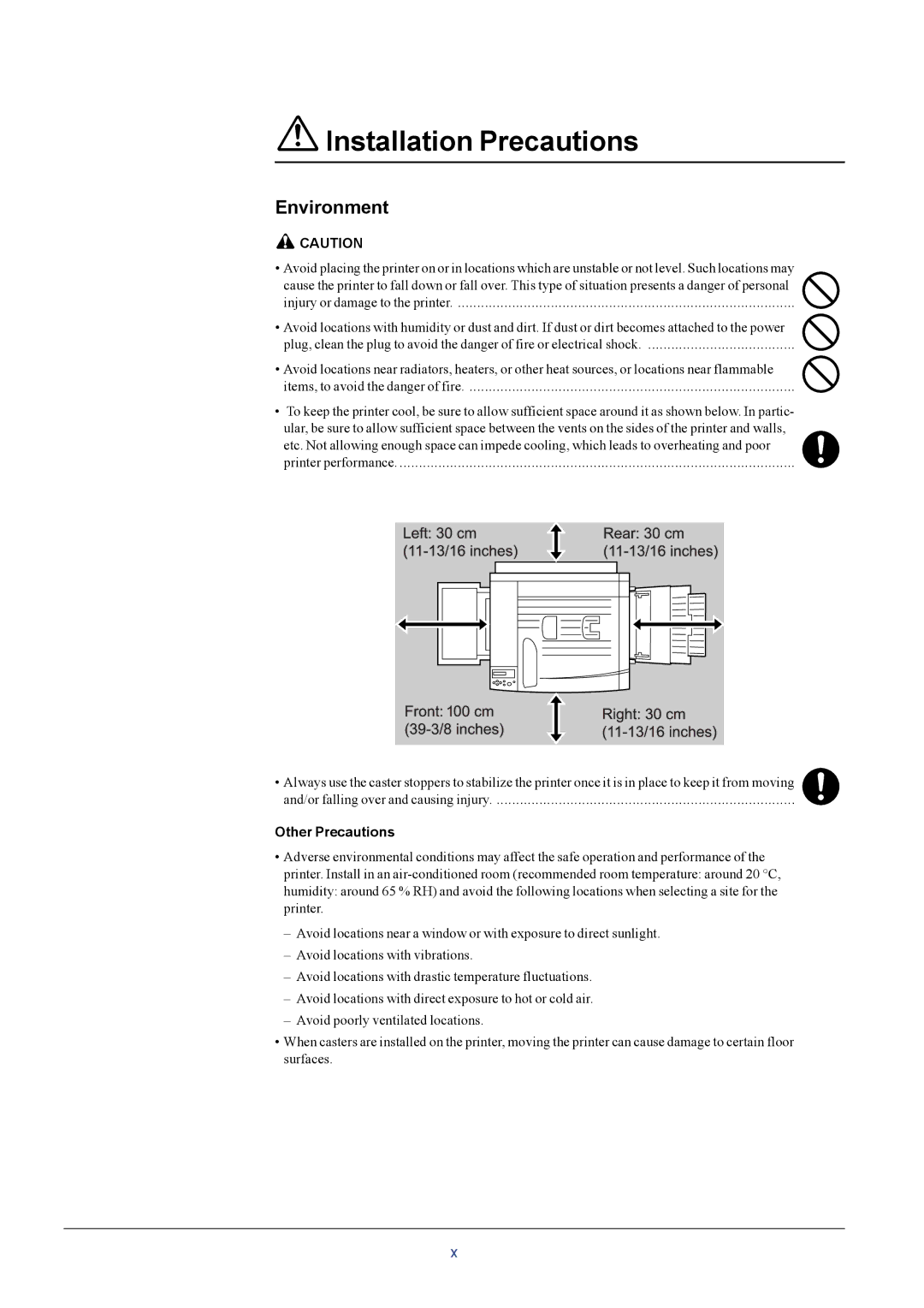 Kyocera C8026N manual Installation Precautions, Other Precautions 