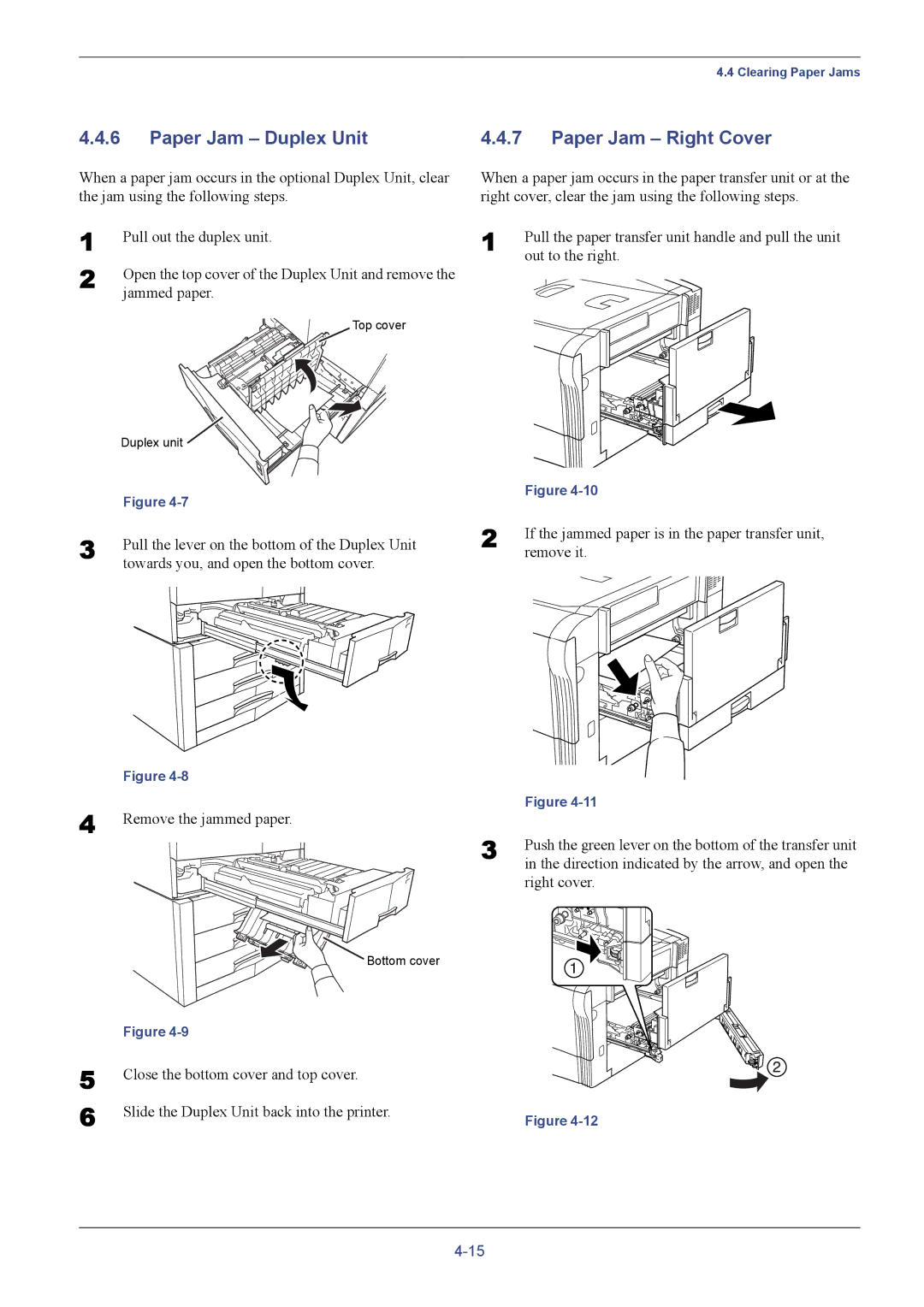 Kyocera C8026N manual Paper Jam Duplex Unit, Paper Jam Right Cover 