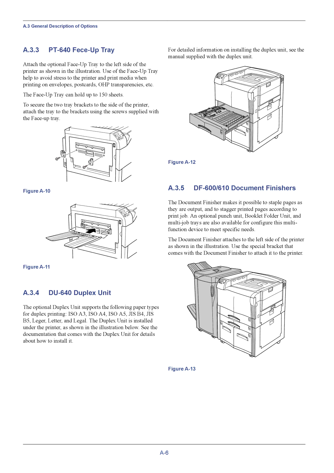 Kyocera C8026N manual 3 PT-640 Fece-Up Tray, 5 DF-600/610 Document Finishers, 4 DU-640 Duplex Unit 