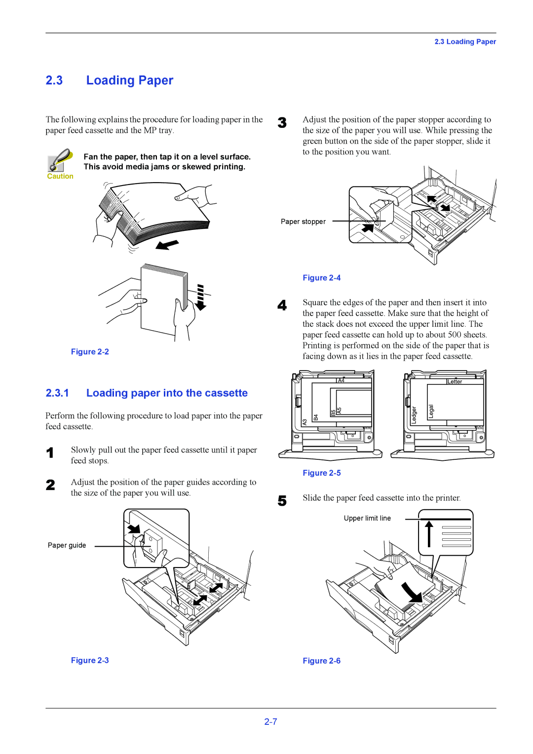 Kyocera C8026N manual Loading Paper, Loading paper into the cassette 