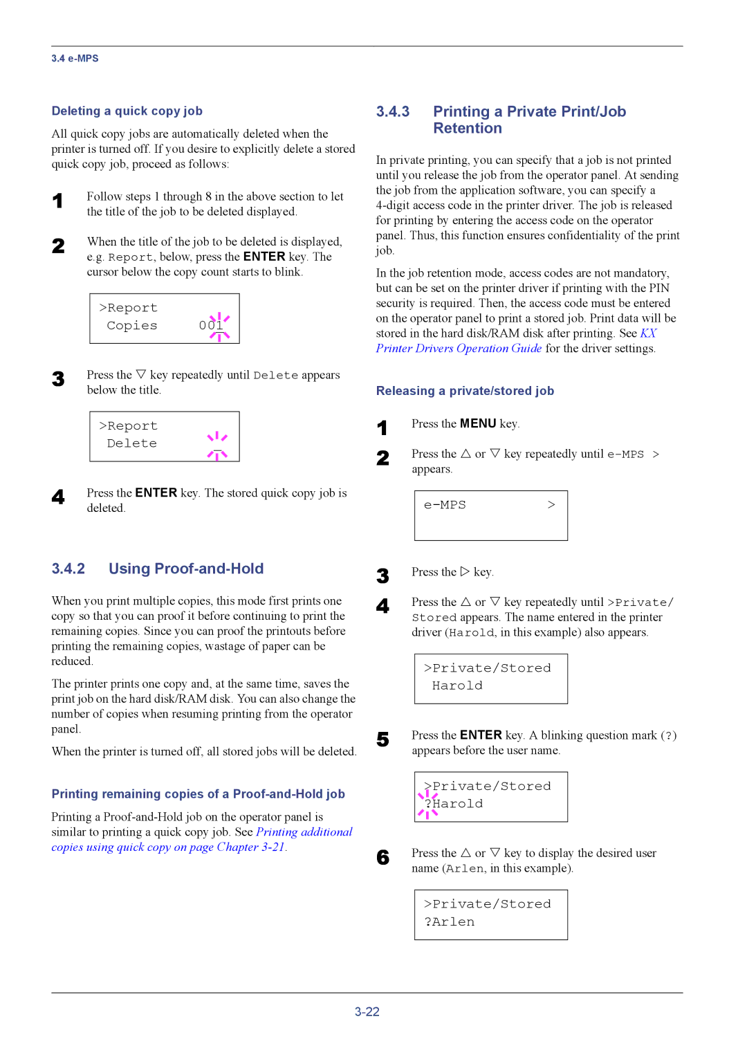 Kyocera C8026N manual Using Proof-and-Hold, Printing a Private Print/Job Retention 