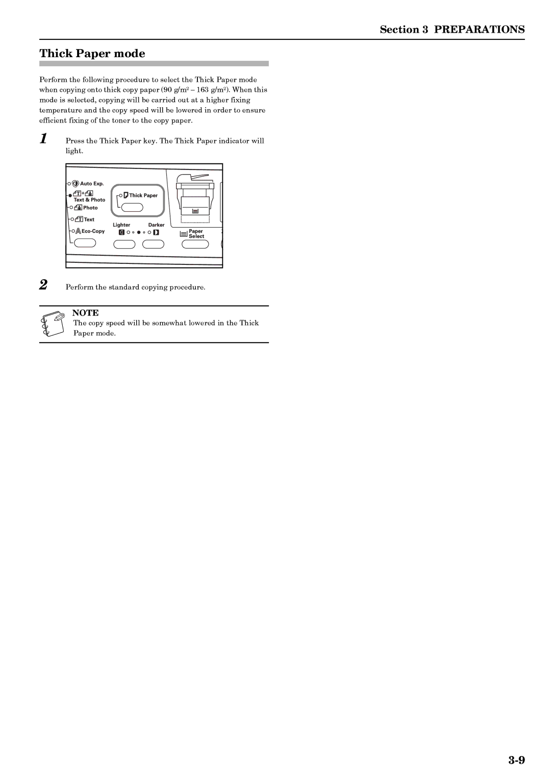 Kyocera copier manual Thick Paper mode 