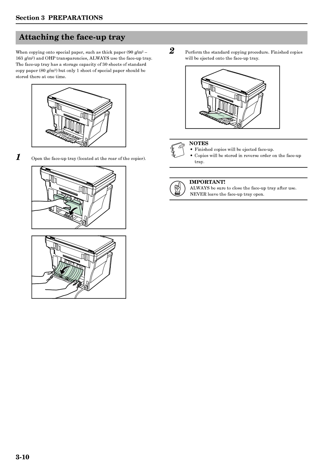 Kyocera copier manual Attaching the face-up tray 