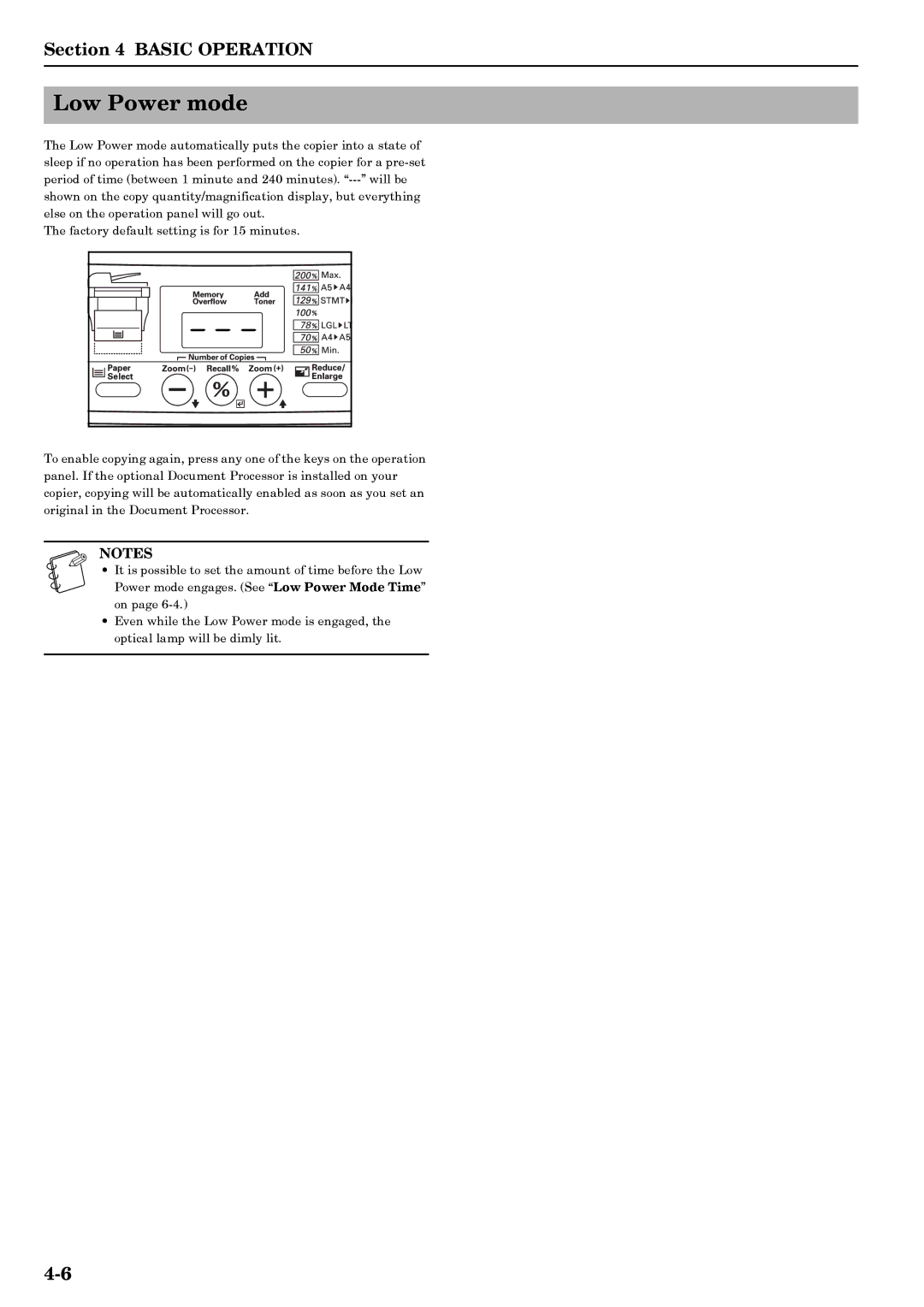 Kyocera copier manual Low Power mode 