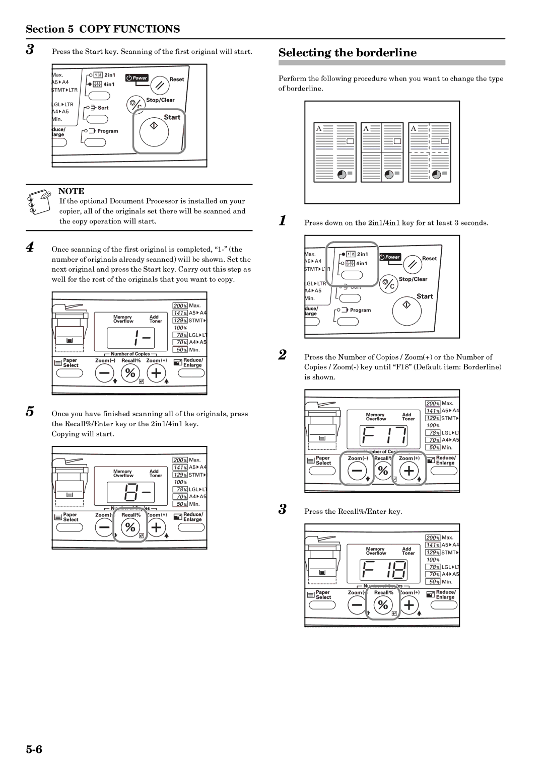 Kyocera copier manual Selecting the borderline 