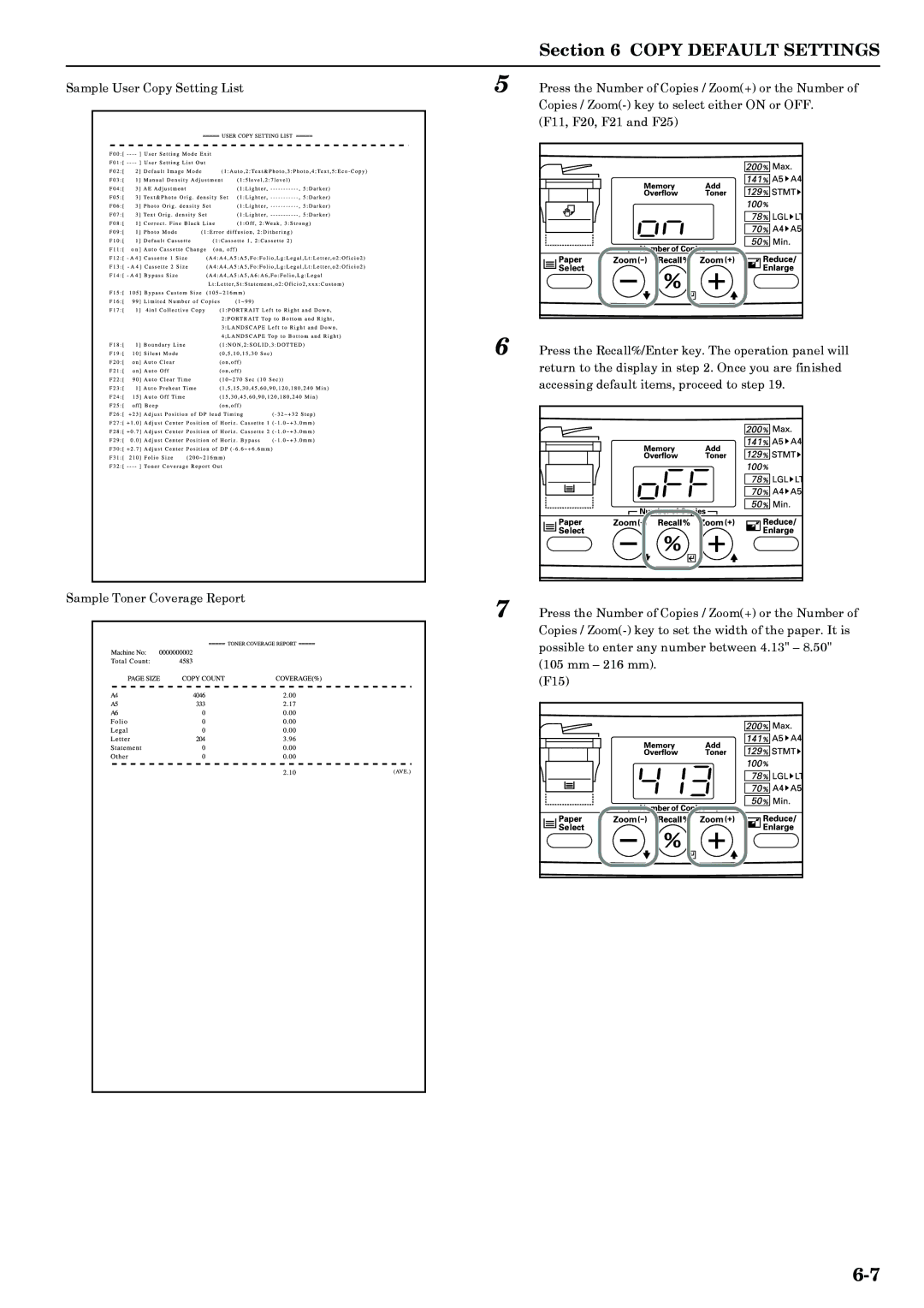 Kyocera copier manual Sample User Copy Setting List 