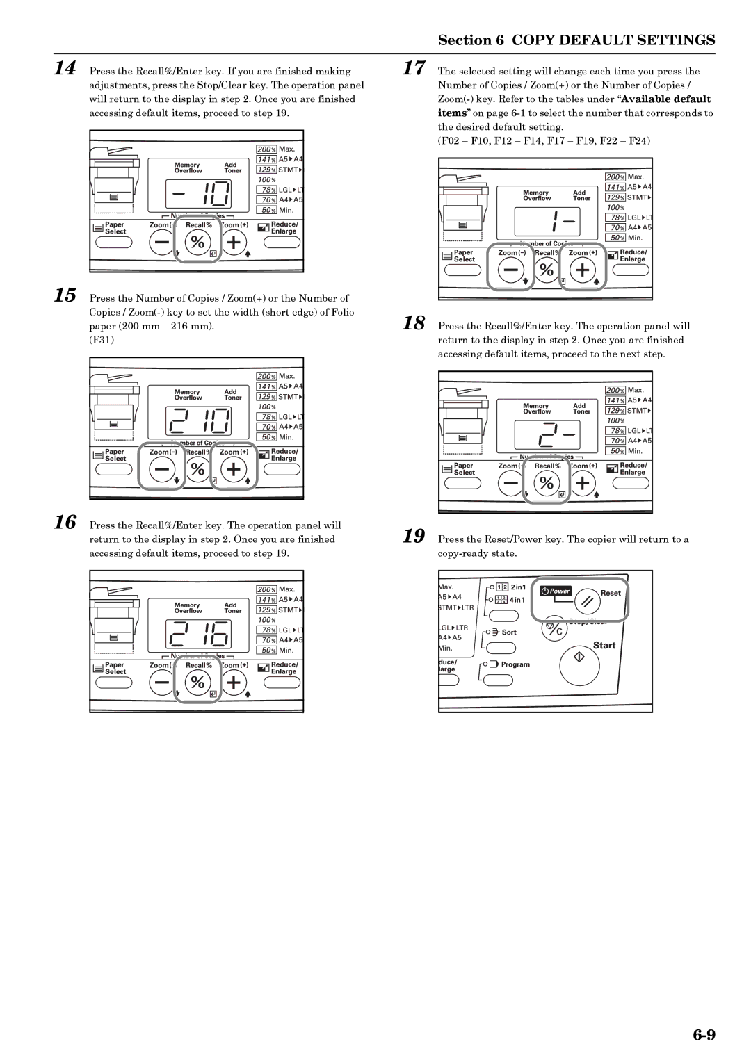 Kyocera copier manual Copy Default Settings 