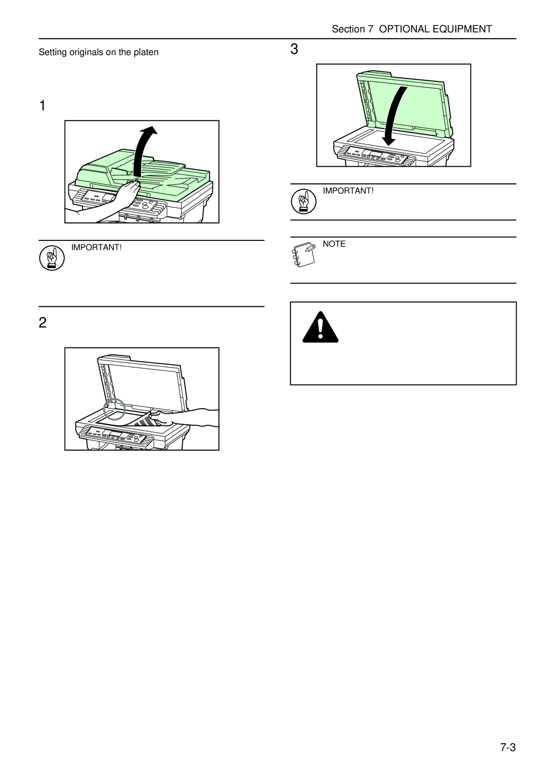 Kyocera copier manual Setting originals on the platen 