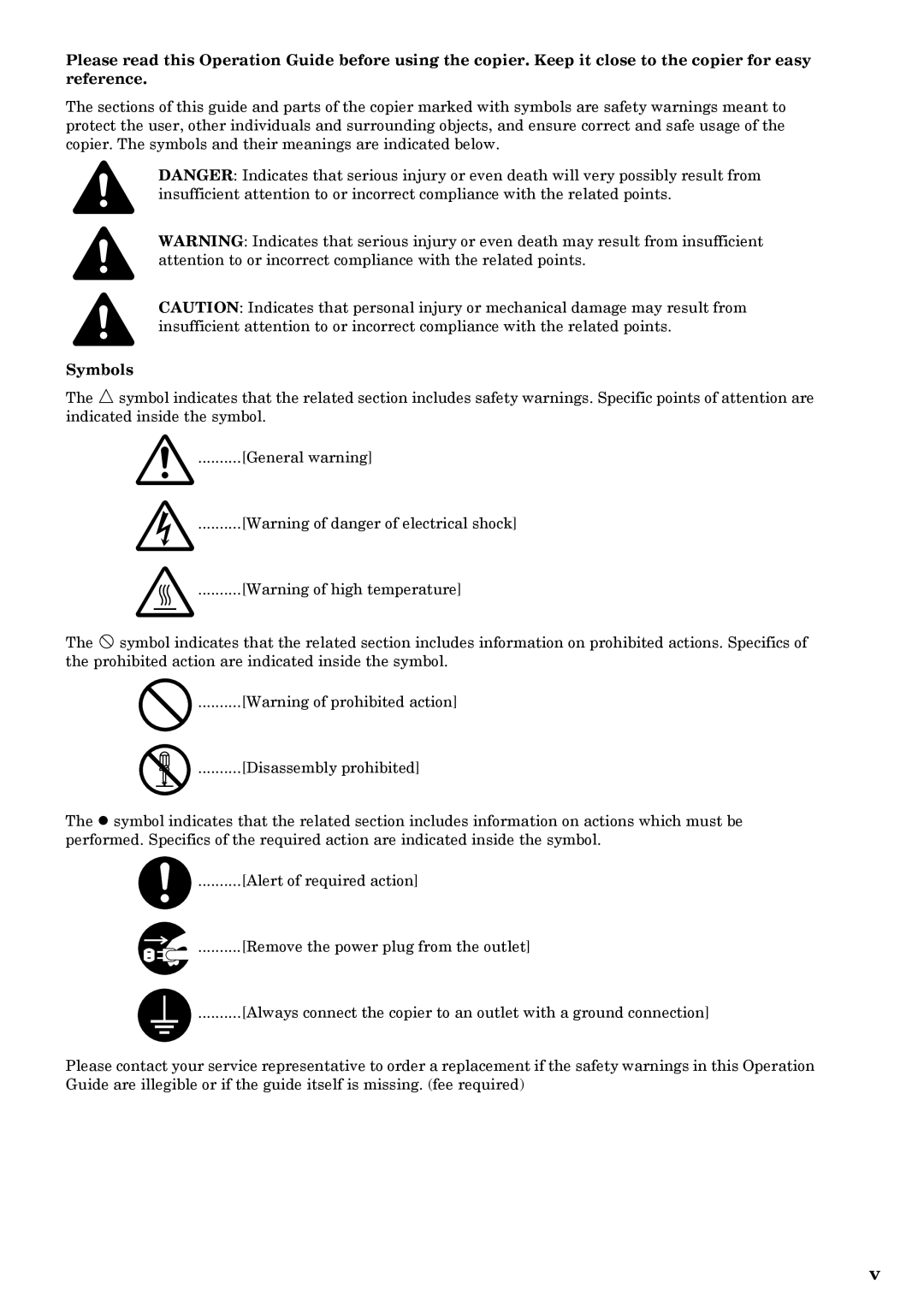 Kyocera copier manual Symbols 