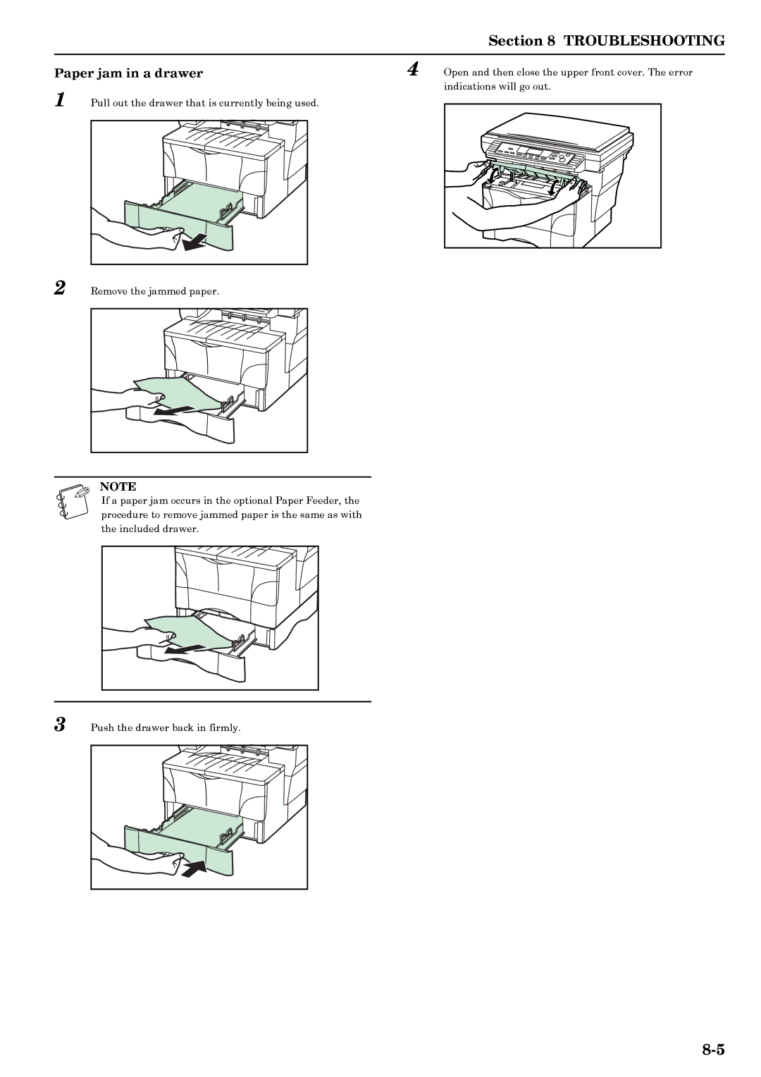 Kyocera copier manual Paper jam in a drawer 