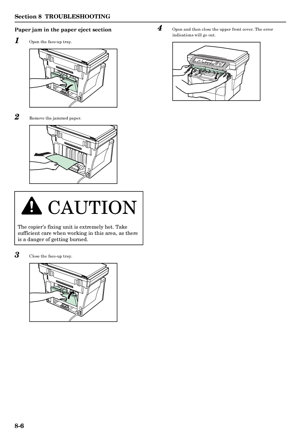 Kyocera copier manual Paper jam in the paper eject section 