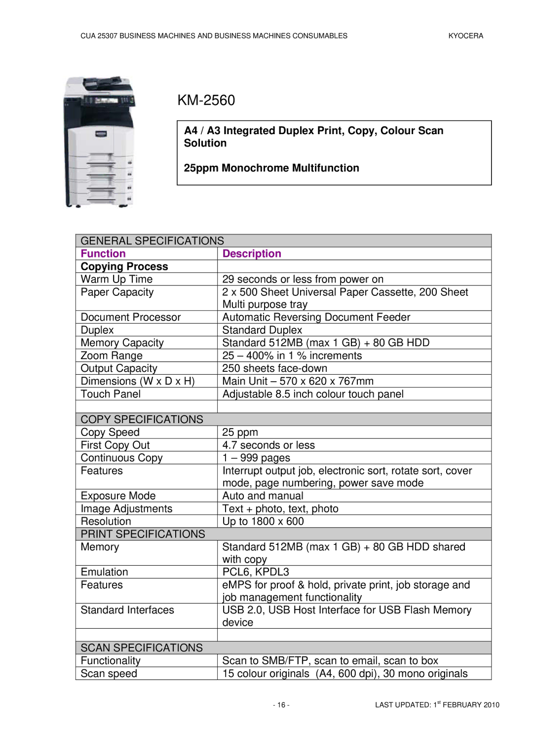 Kyocera CUA 25307 manual KM-2560, PCL6, KPDL3 