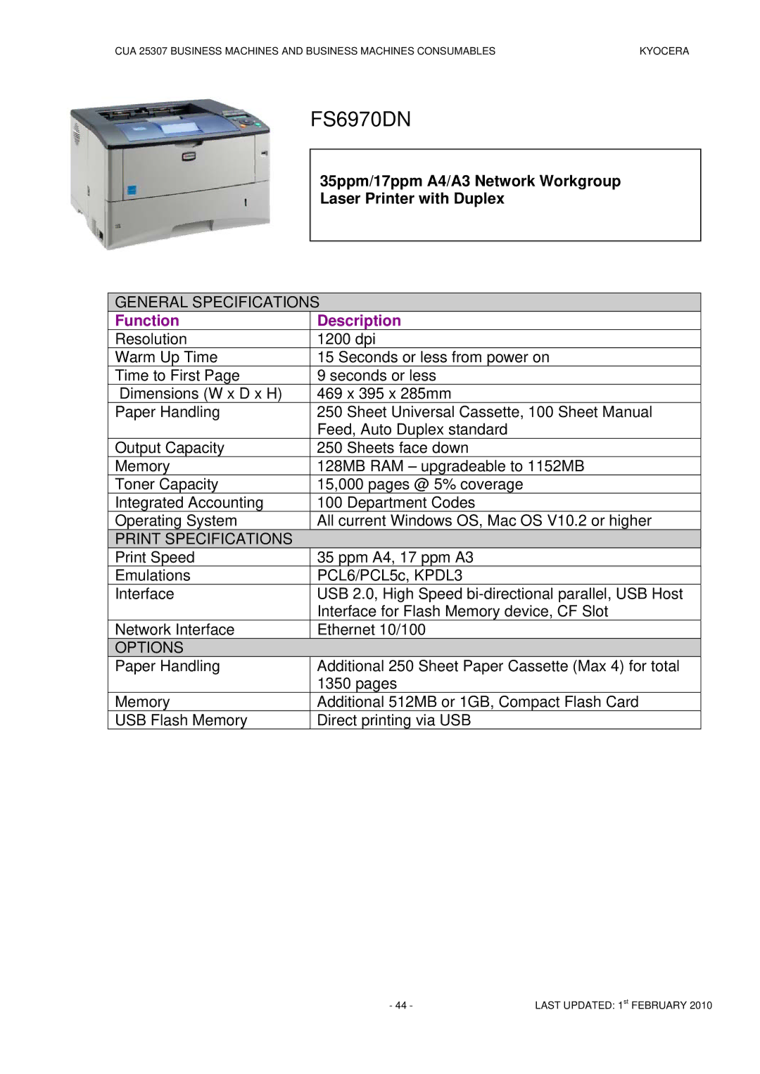 Kyocera CUA 25307 manual FS6970DN 