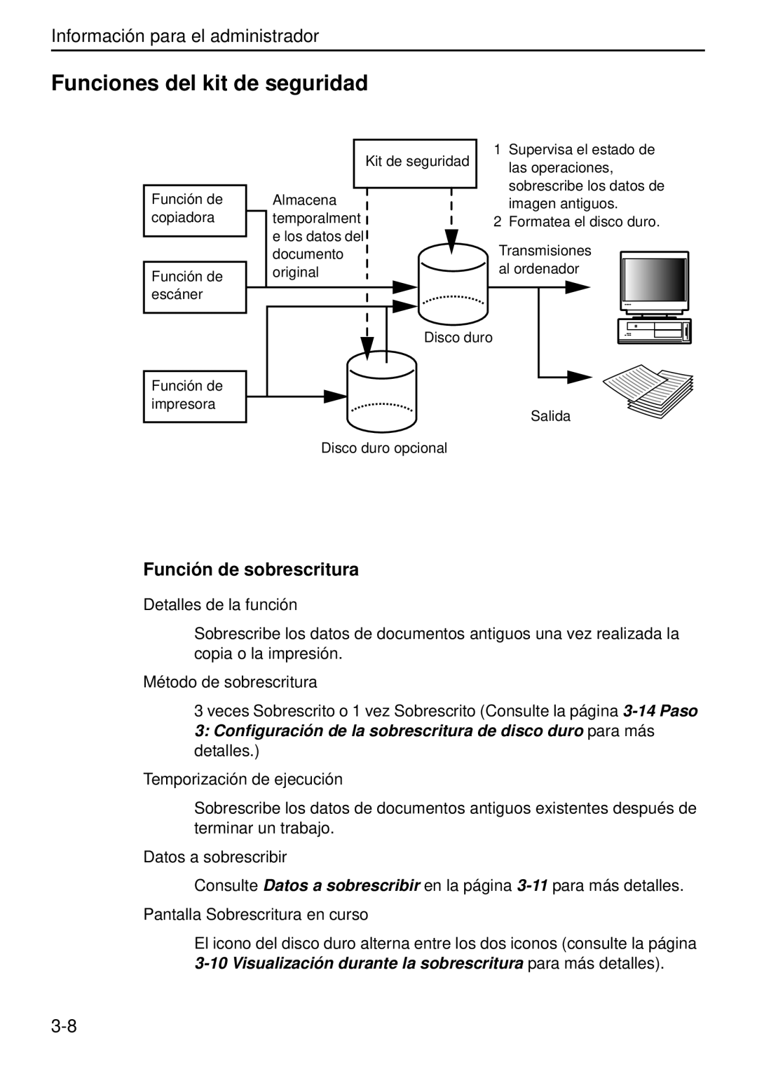 Kyocera Data Security Kit (B) For Copier manual Funciones del kit de seguridad, Función de sobrescritura 