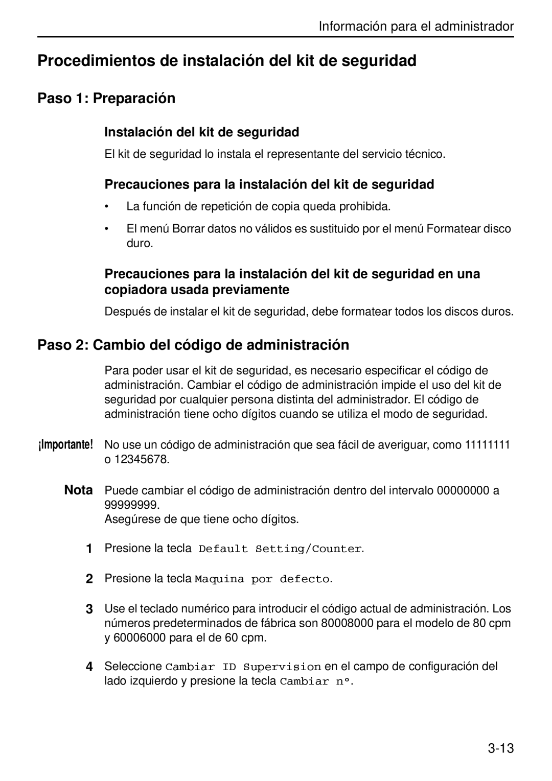 Kyocera Data Security Kit (B) For Copier manual Procedimientos de instalación del kit de seguridad, Paso 1 Preparación 