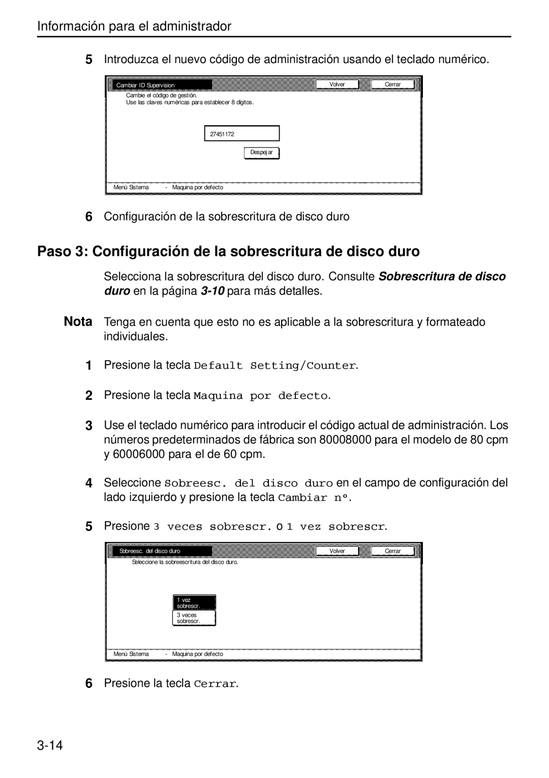 Kyocera Data Security Kit (B) For Copier Paso 3 Configuración de la sobrescritura de disco duro, Cambiar ID Supervision 