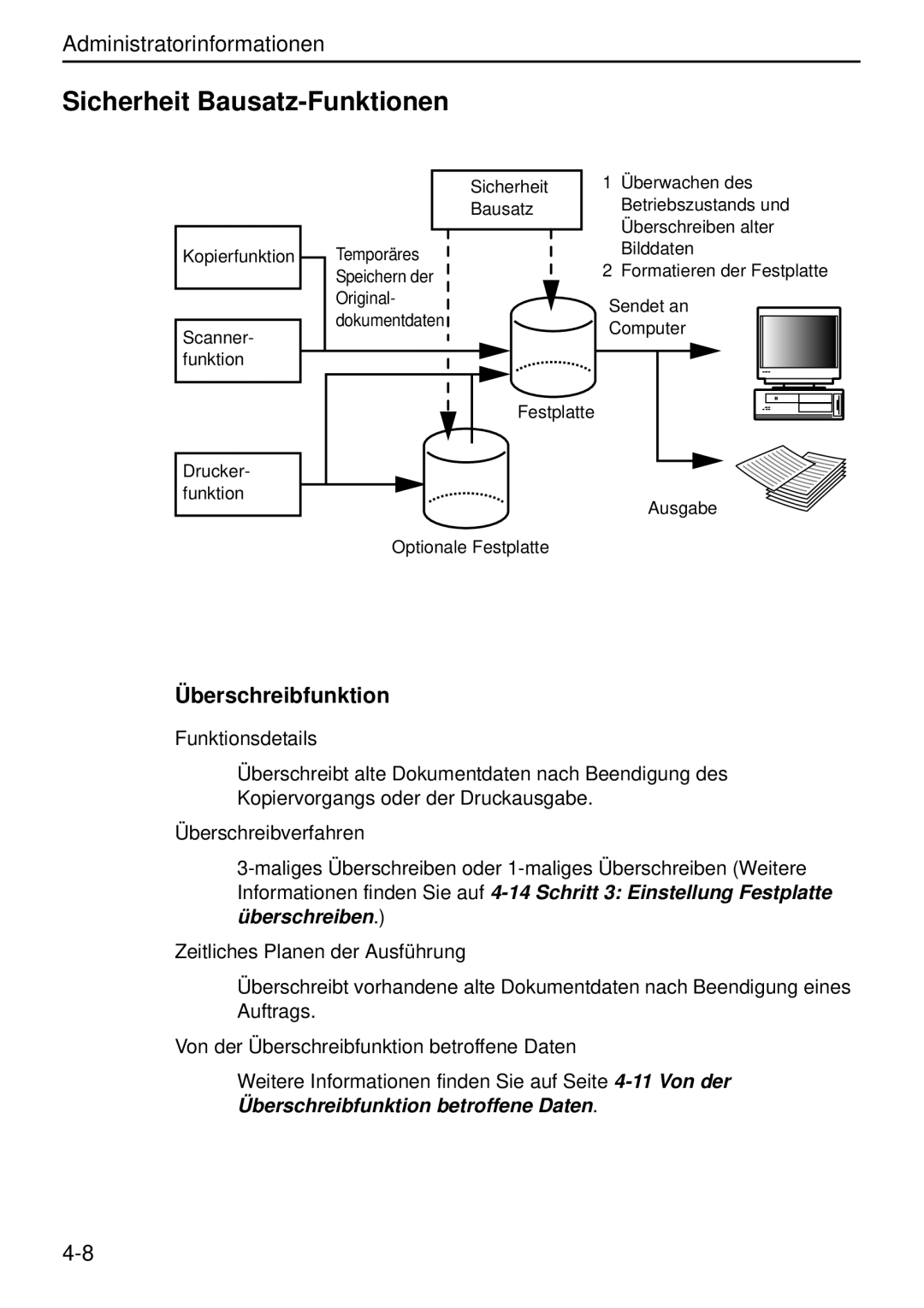 Kyocera Data Security Kit (B) For Copier manual Sicherheit Bausatz-Funktionen, Überschreibfunktion 