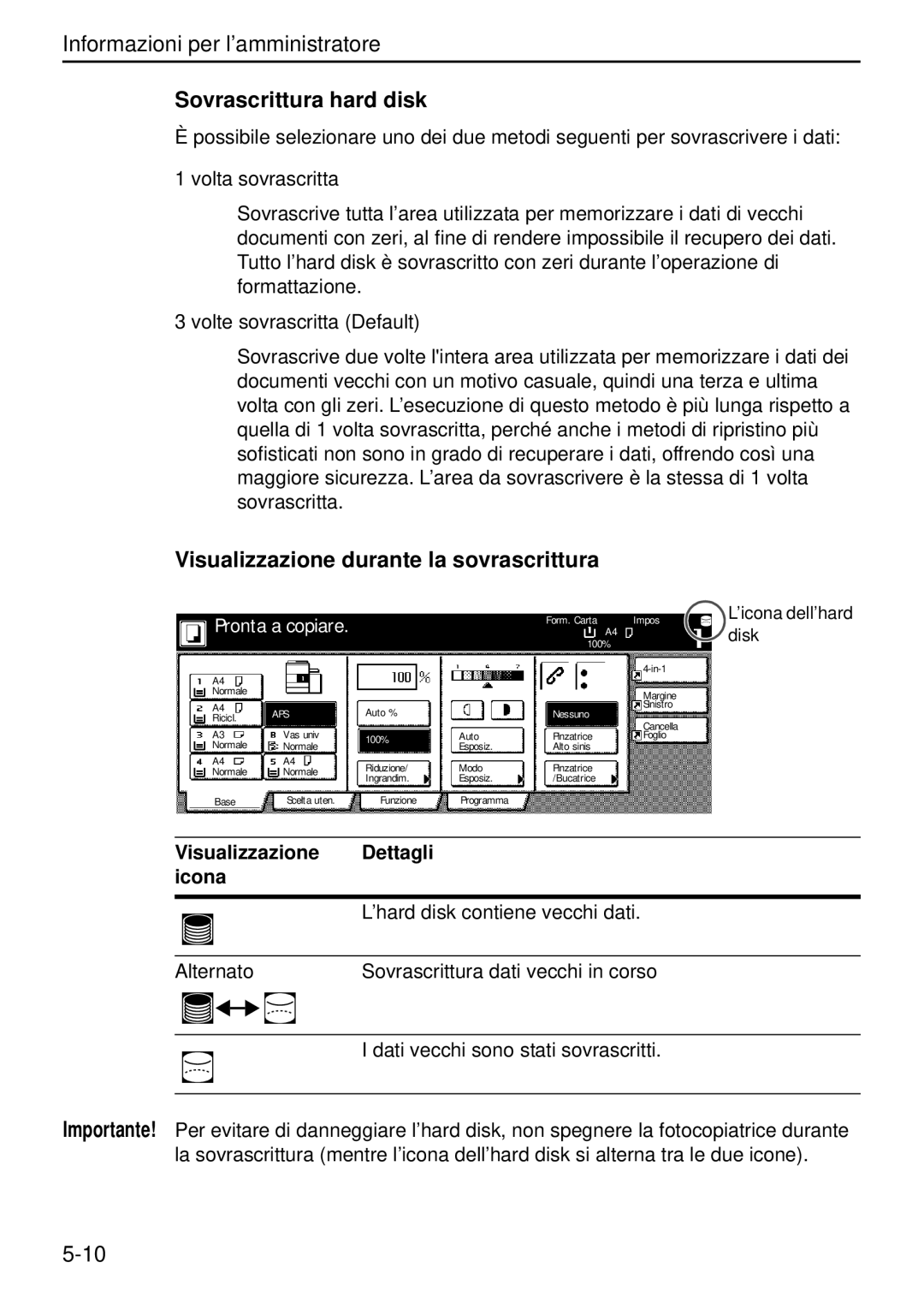 Kyocera Data Security Kit (B) For Copier manual Sovrascrittura hard disk, Visualizzazione durante la sovrascrittura 