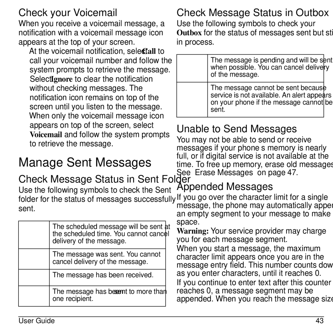 Kyocera Domino S1310 manual Manage Sent Messages 