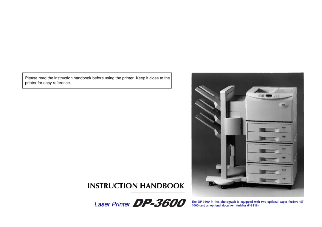 Kyocera DP-3600 manual Instruction Handbook 