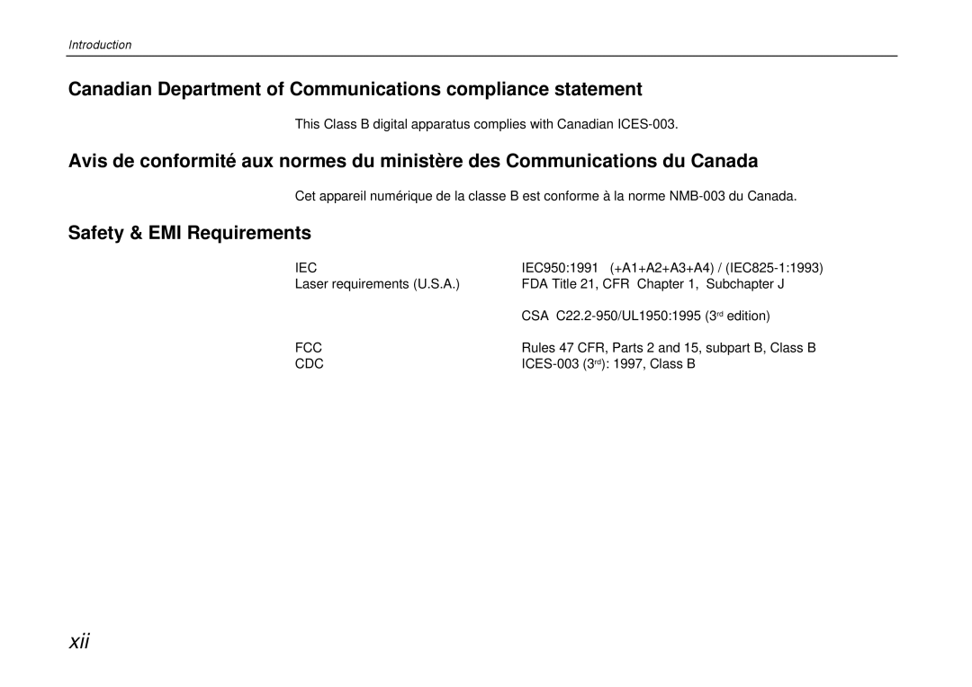 Kyocera DP-3600 manual Canadian Department of Communications compliance statement, Safety & EMI Requirements 