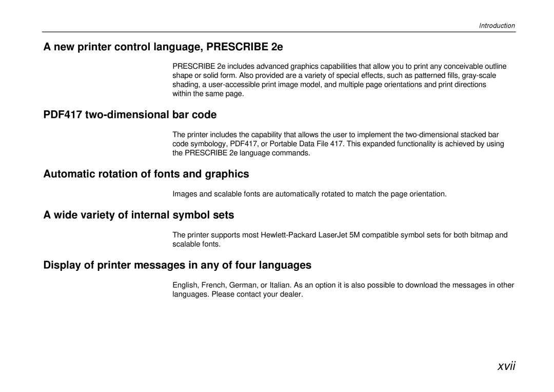 Kyocera DP-3600 manual New printer control language, Prescribe 2e, Automatic rotation of fonts and graphics 