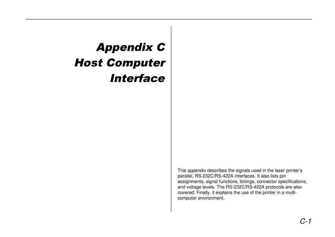 Kyocera DP-3600 manual Appendix C Host Computer Interface 