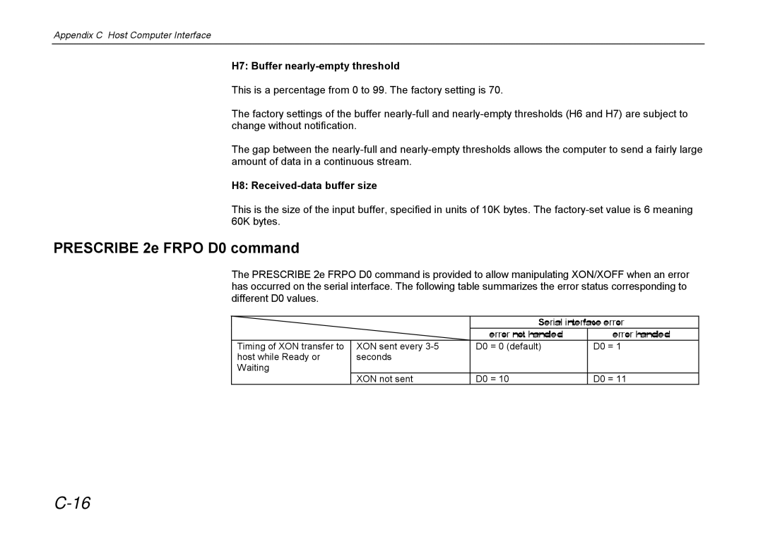 Kyocera DP-3600 manual Prescribe 2e Frpo D0 command 