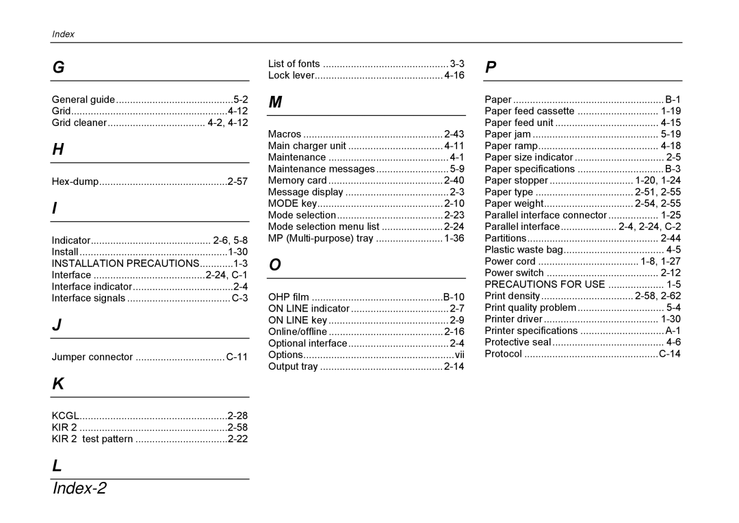 Kyocera DP-3600 manual Index-2 