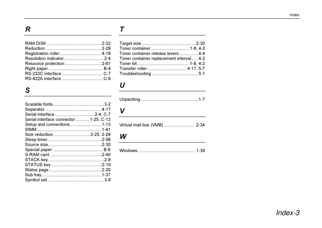 Kyocera DP-3600 manual Index-3 