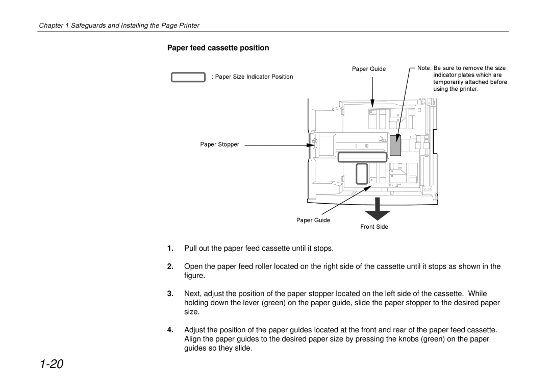 Kyocera DP-3600 manual Paper feed cassette position 