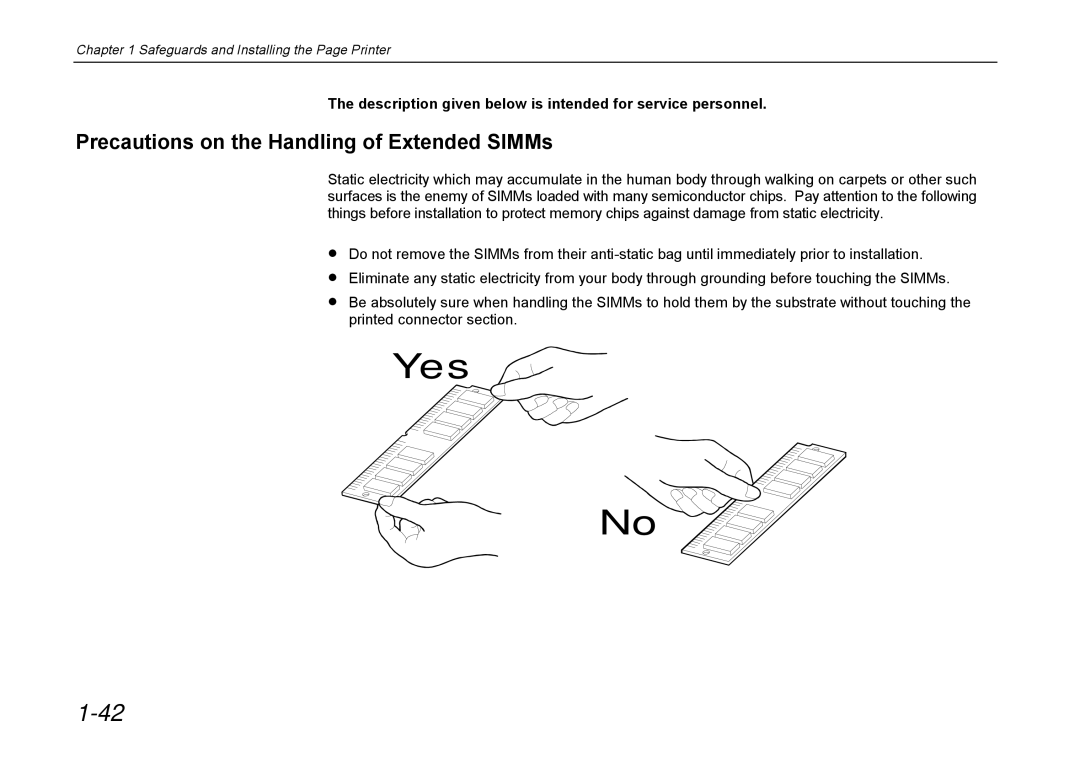 Kyocera DP-3600 manual Yes, Precautions on the Handling of Extended SIMMs 