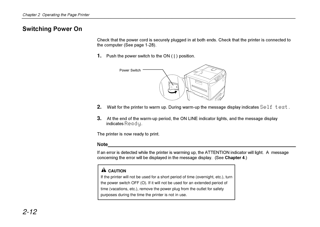 Kyocera DP-3600 manual Switching Power On 