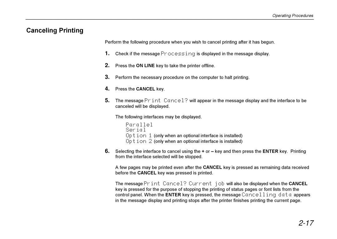 Kyocera DP-3600 manual Canceling Printing 