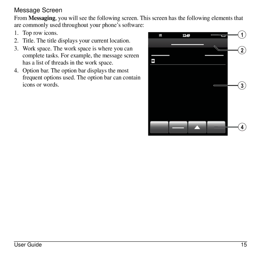 Kyocera E3100 manual Message Screen, Icons or words 