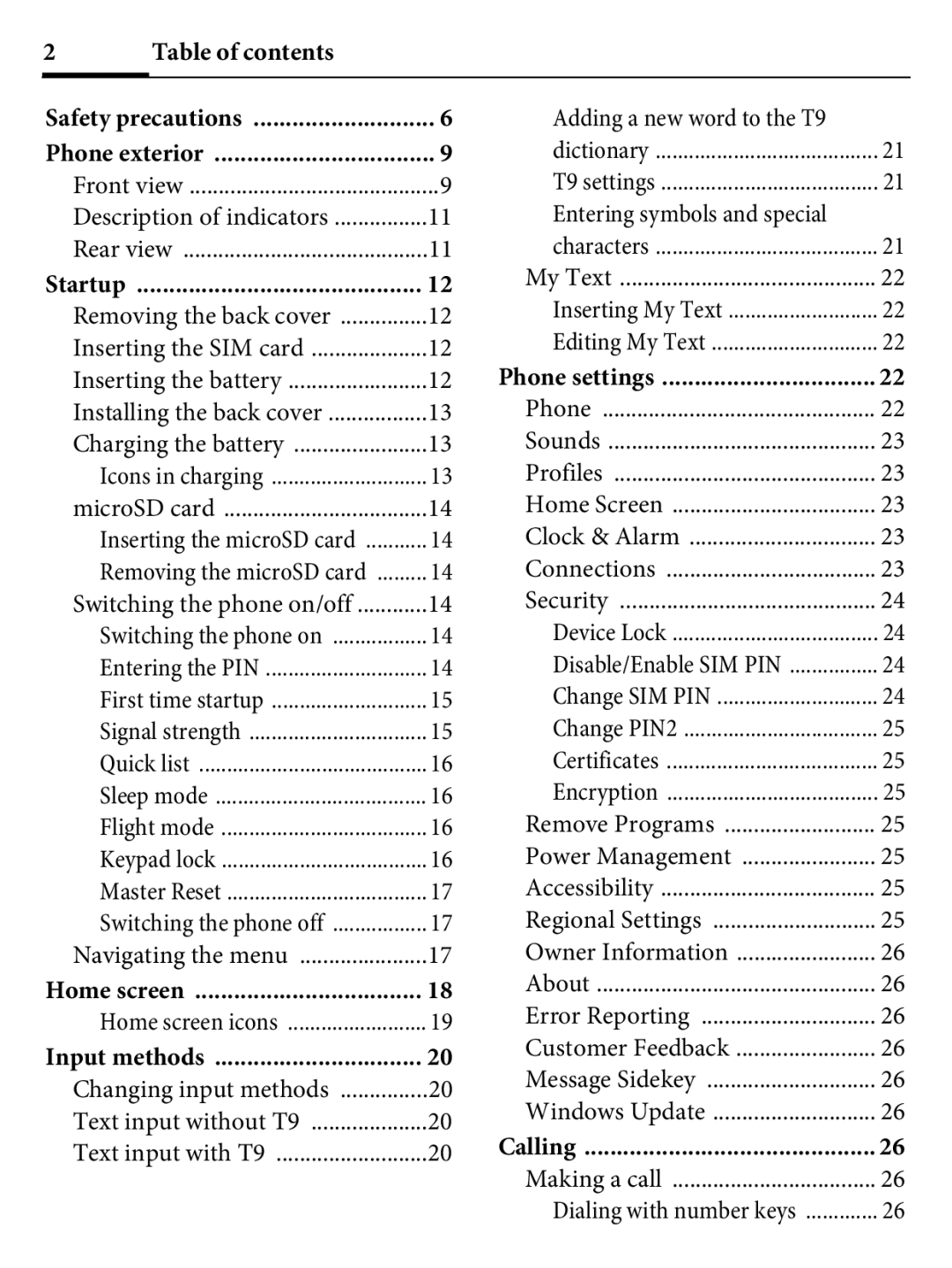 Kyocera E4000 specifications Table of contents 