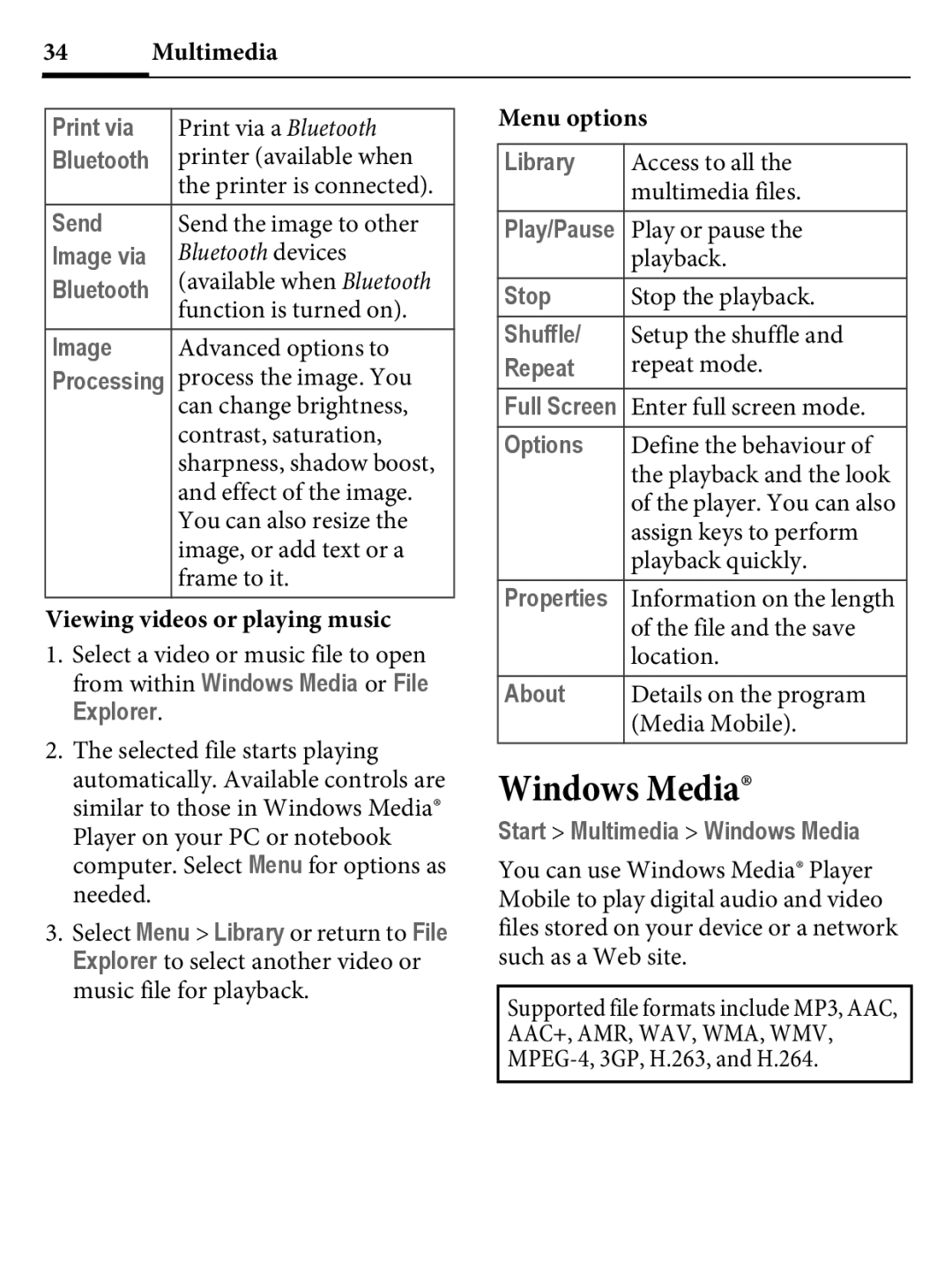 Kyocera E4000 specifications Windows Media 